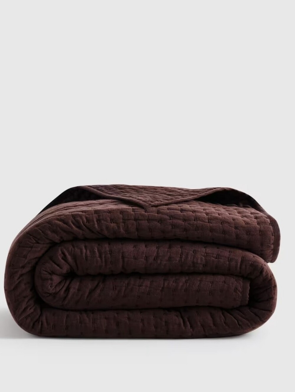 Quince European Linen Cotton Stitch Quilt - Espresso Brown